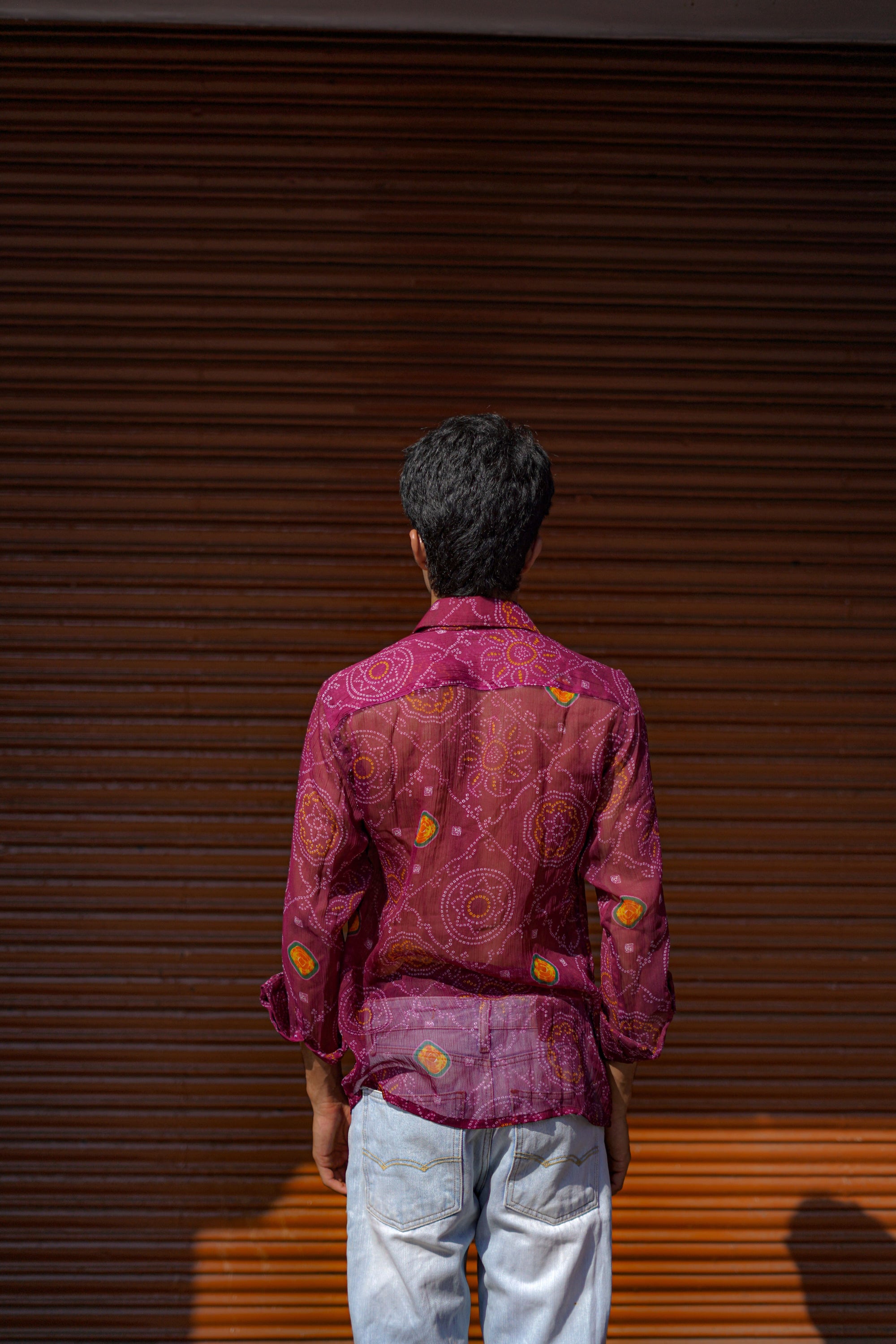 Wine Chiffon Bandage Shirt