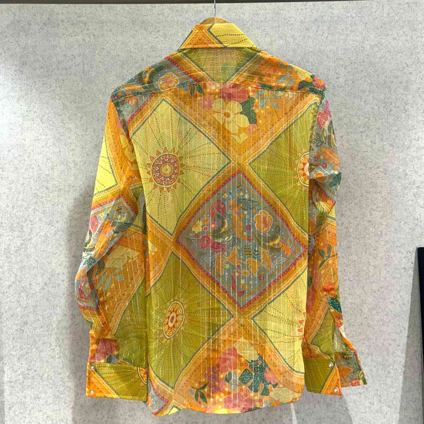 Yellow Multi Shade Lurex Chiffon Shirt