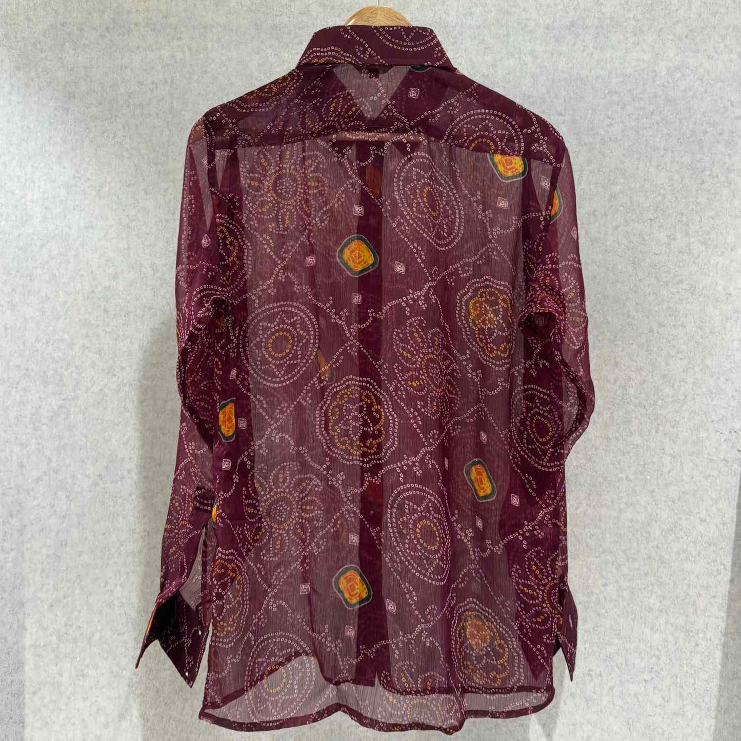 Burgundy Bandhej Chiffon Shirt