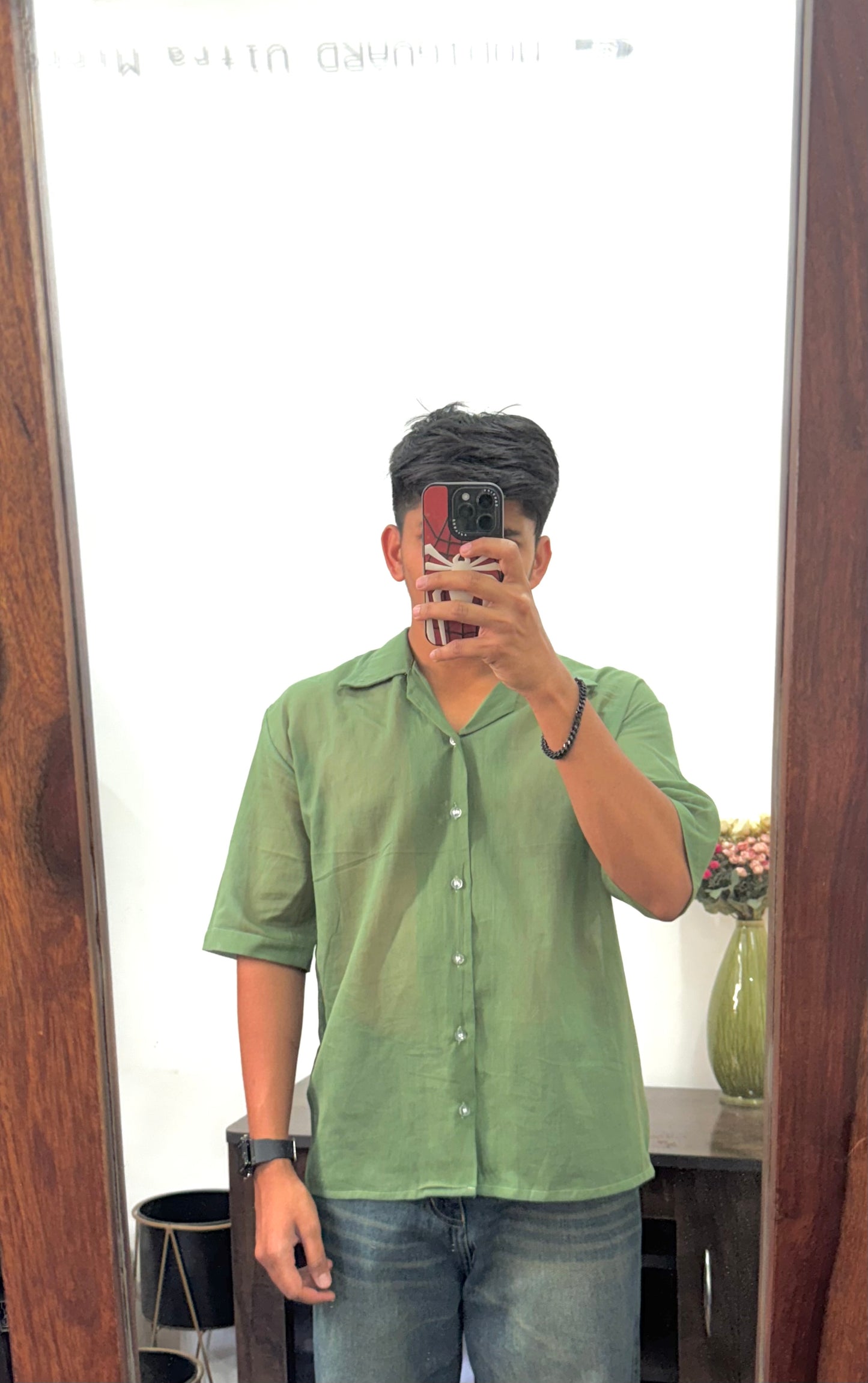 Green Mull Oversized Shirt – Pure Cotton | Light, Breathable, Easy Care
