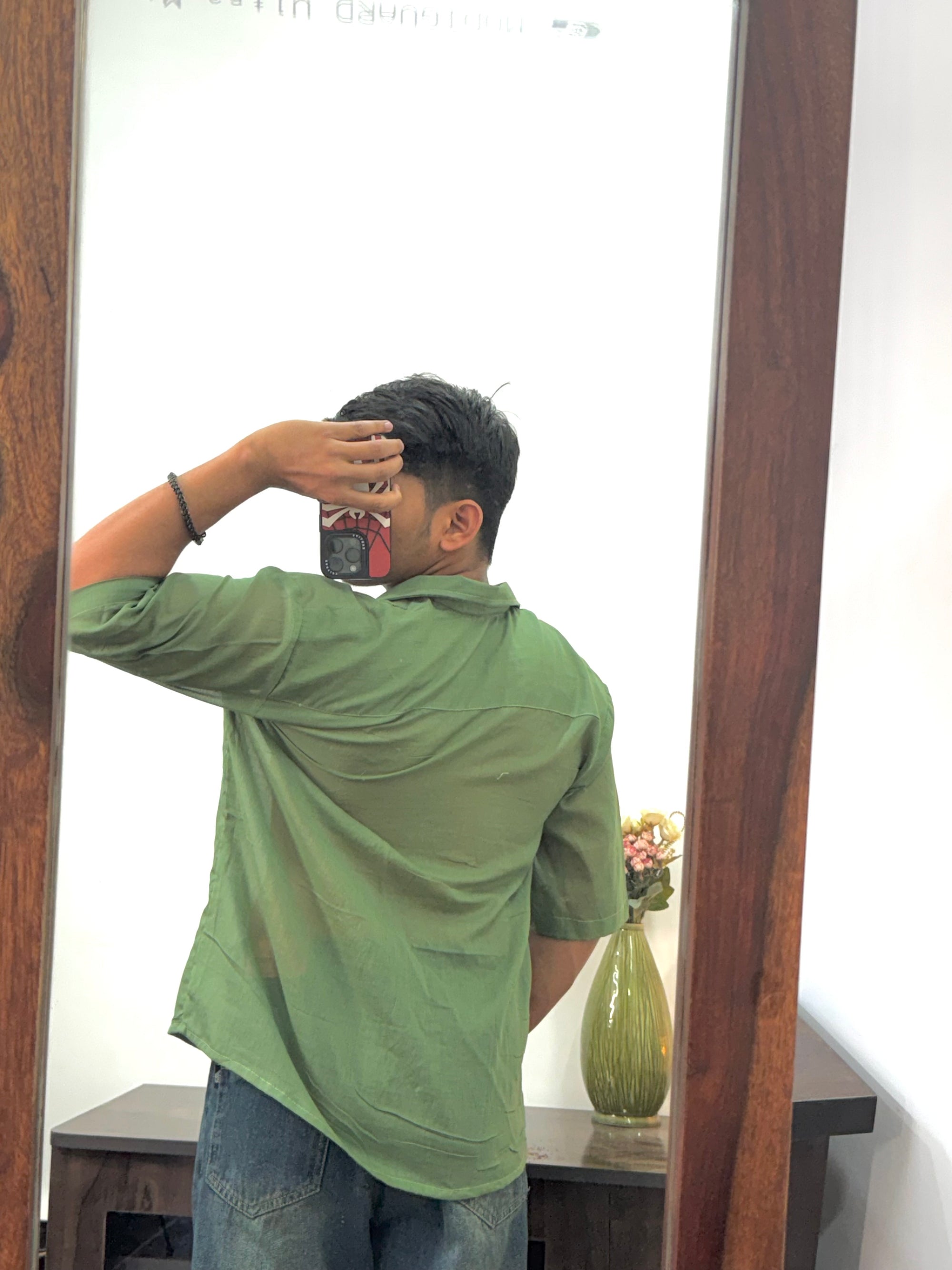 Green Mull Oversized Shirt – Pure Cotton | Light, Breathable, Easy Care