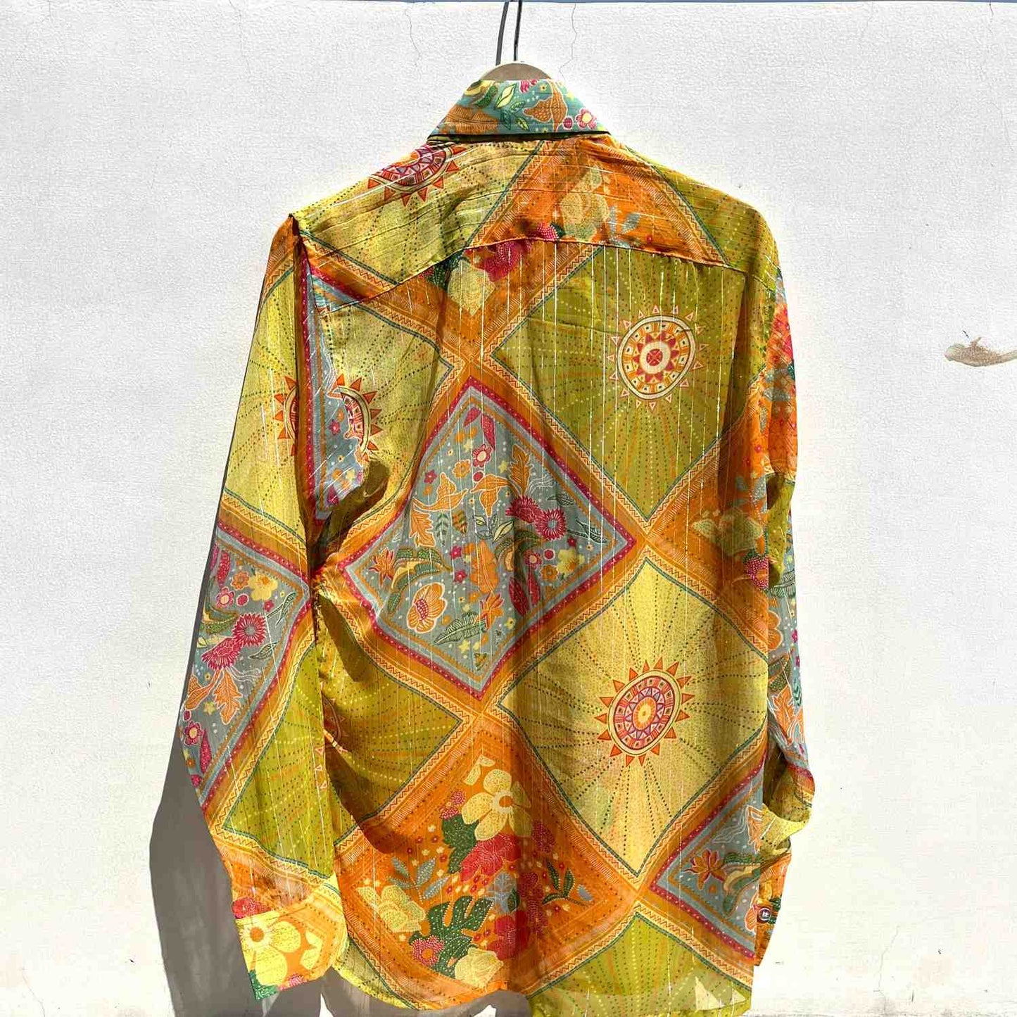 Yellow Multi Shade Lurex Chiffon Shirt