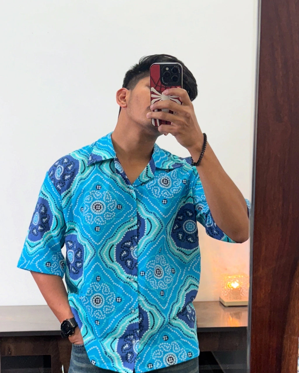 Blue Bandhej Cotton Shirt