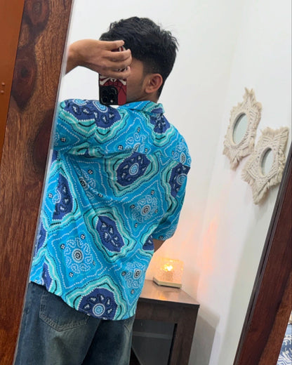Blue Bandhej Cotton Shirt
