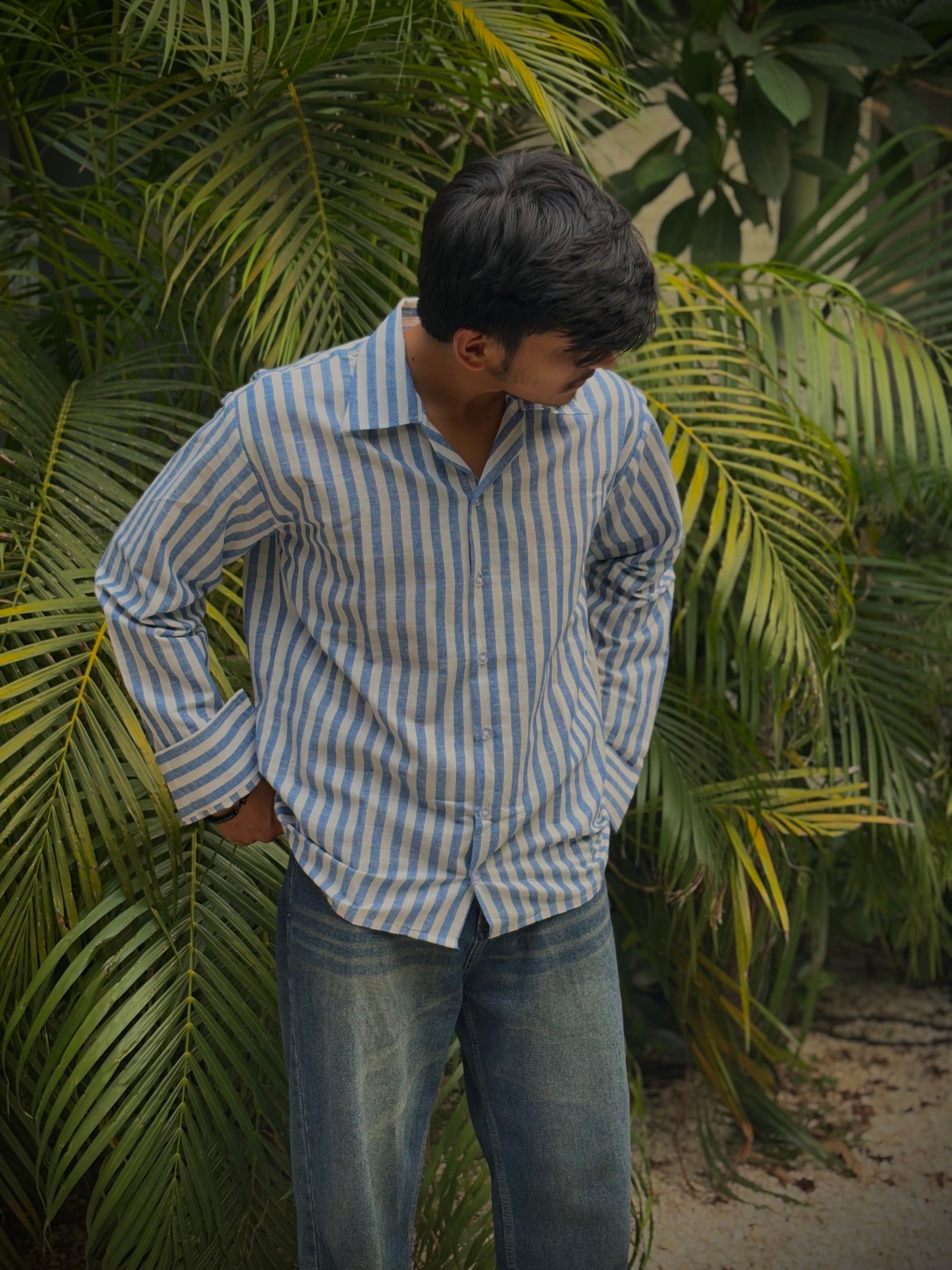 Trendy Blue Striped Shirt