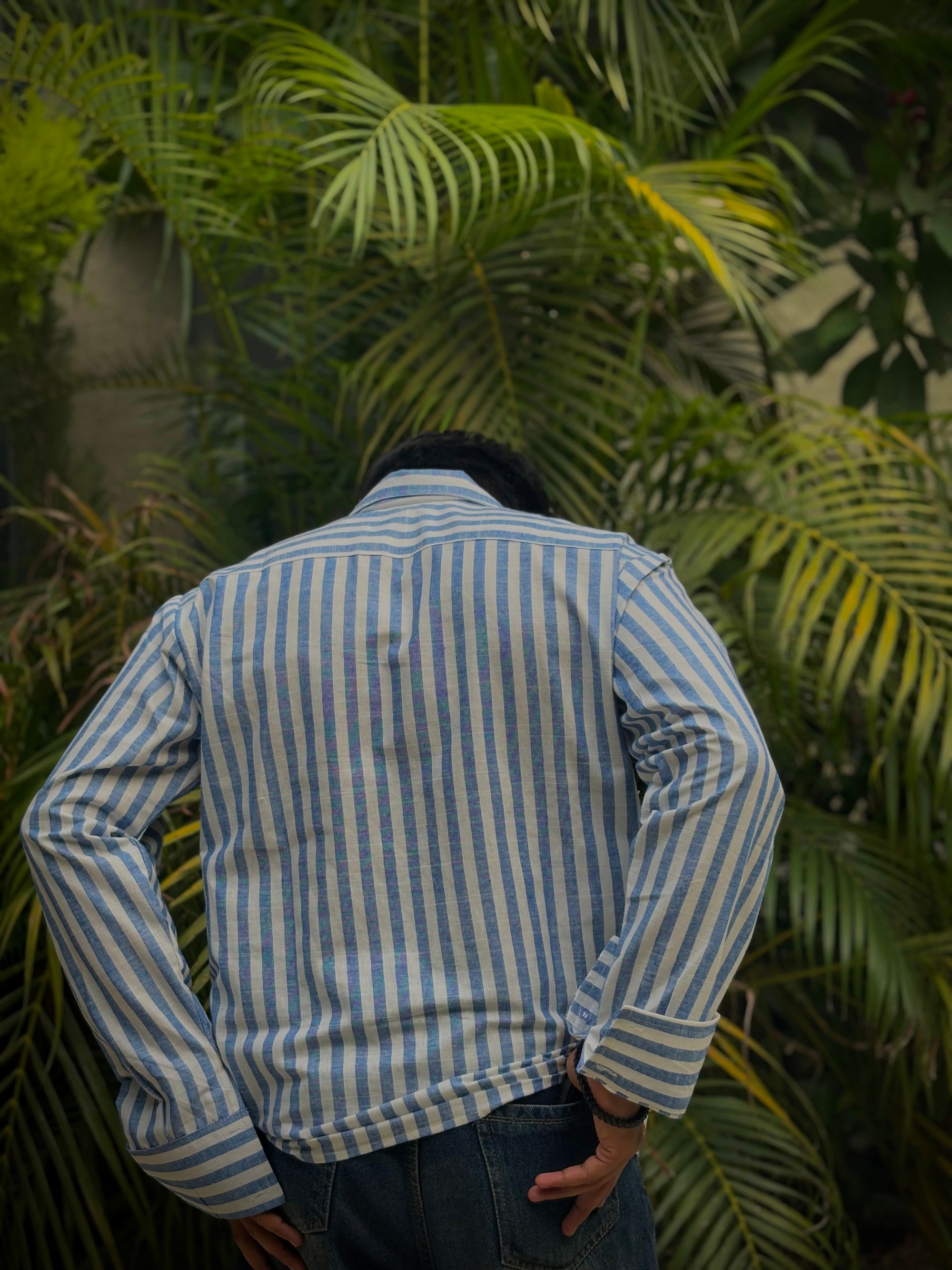 Trendy Blue Striped Shirt