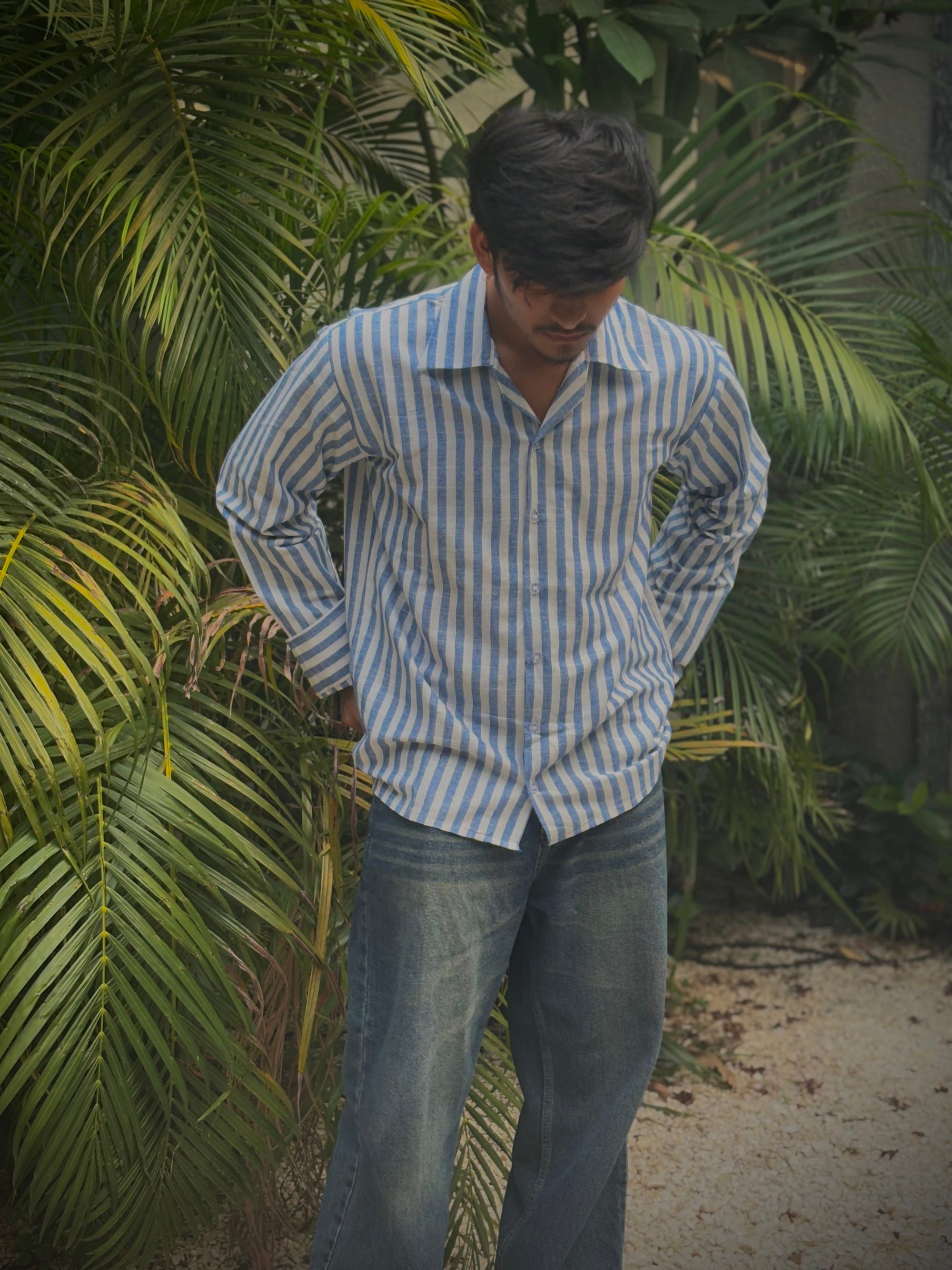 Trendy Blue Striped Shirt