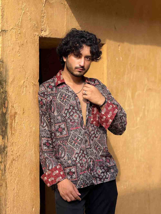 Black & Red Premium Printed Shirt 