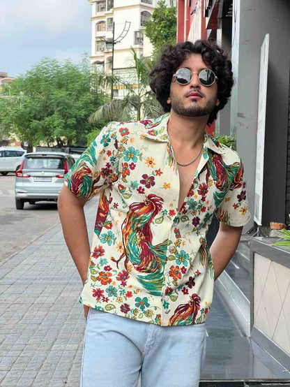Art Crop Denim Shirt