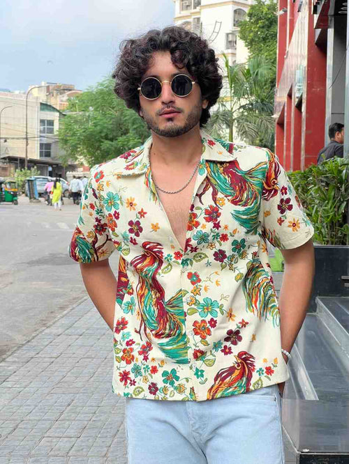 Art Crop Denim Shirt