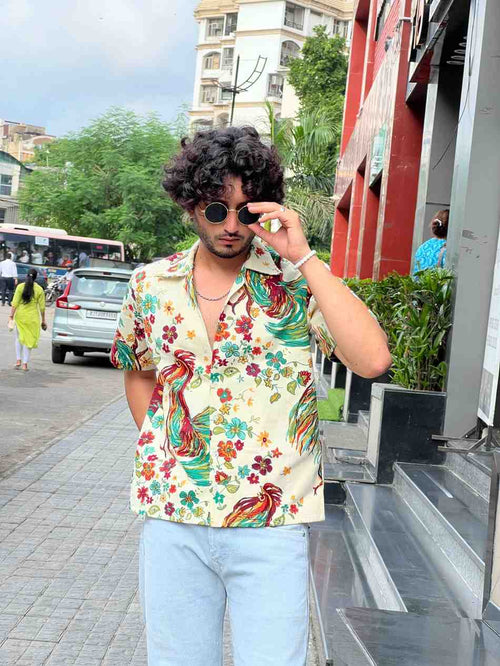 Art Crop Denim Shirt