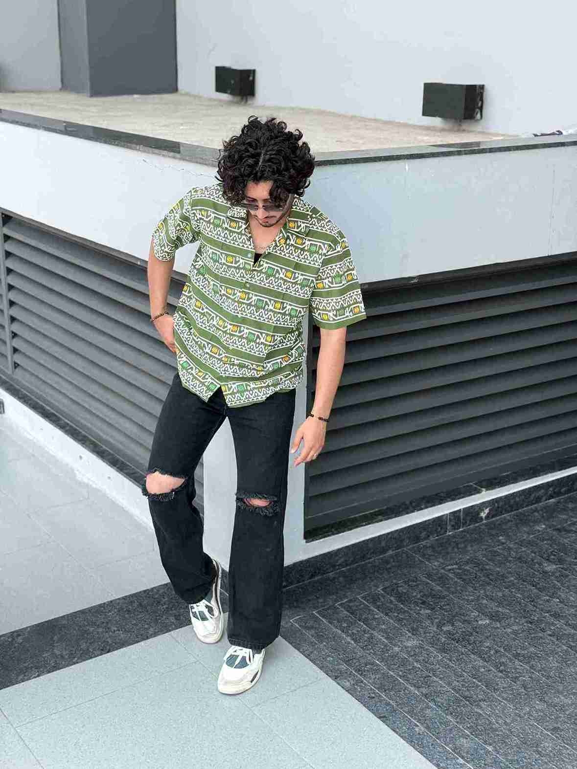 Green Ikat Cotton Shirt