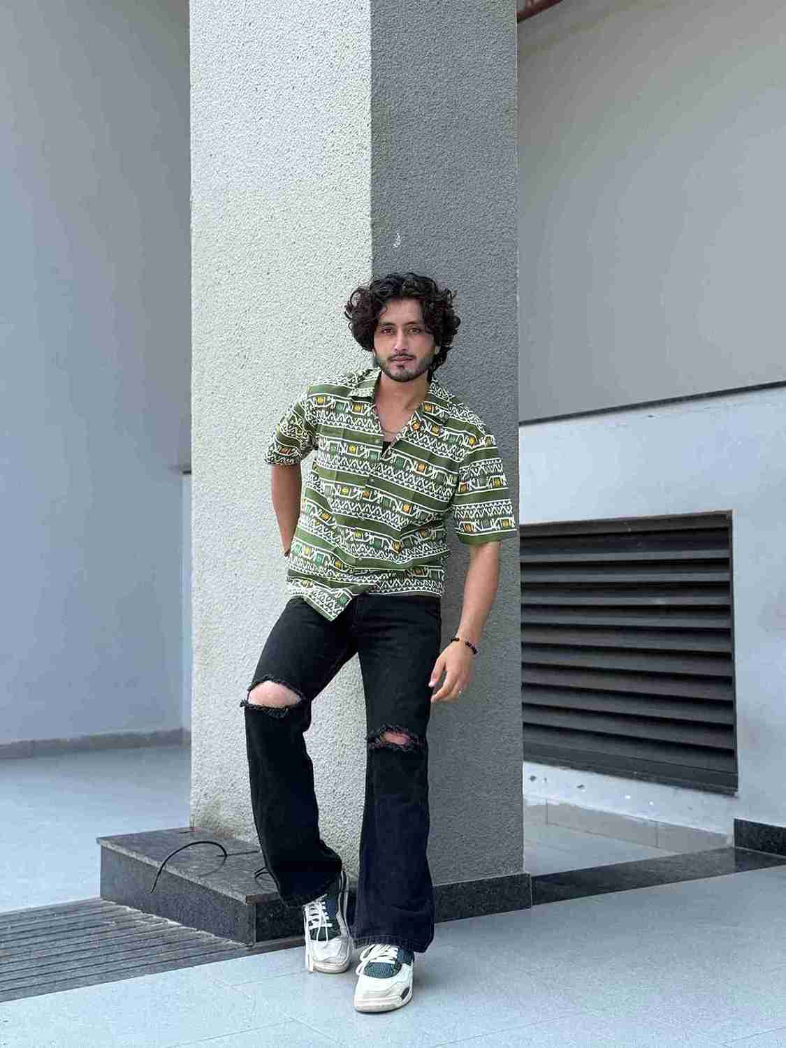 Green Ikat Cotton Shirt
