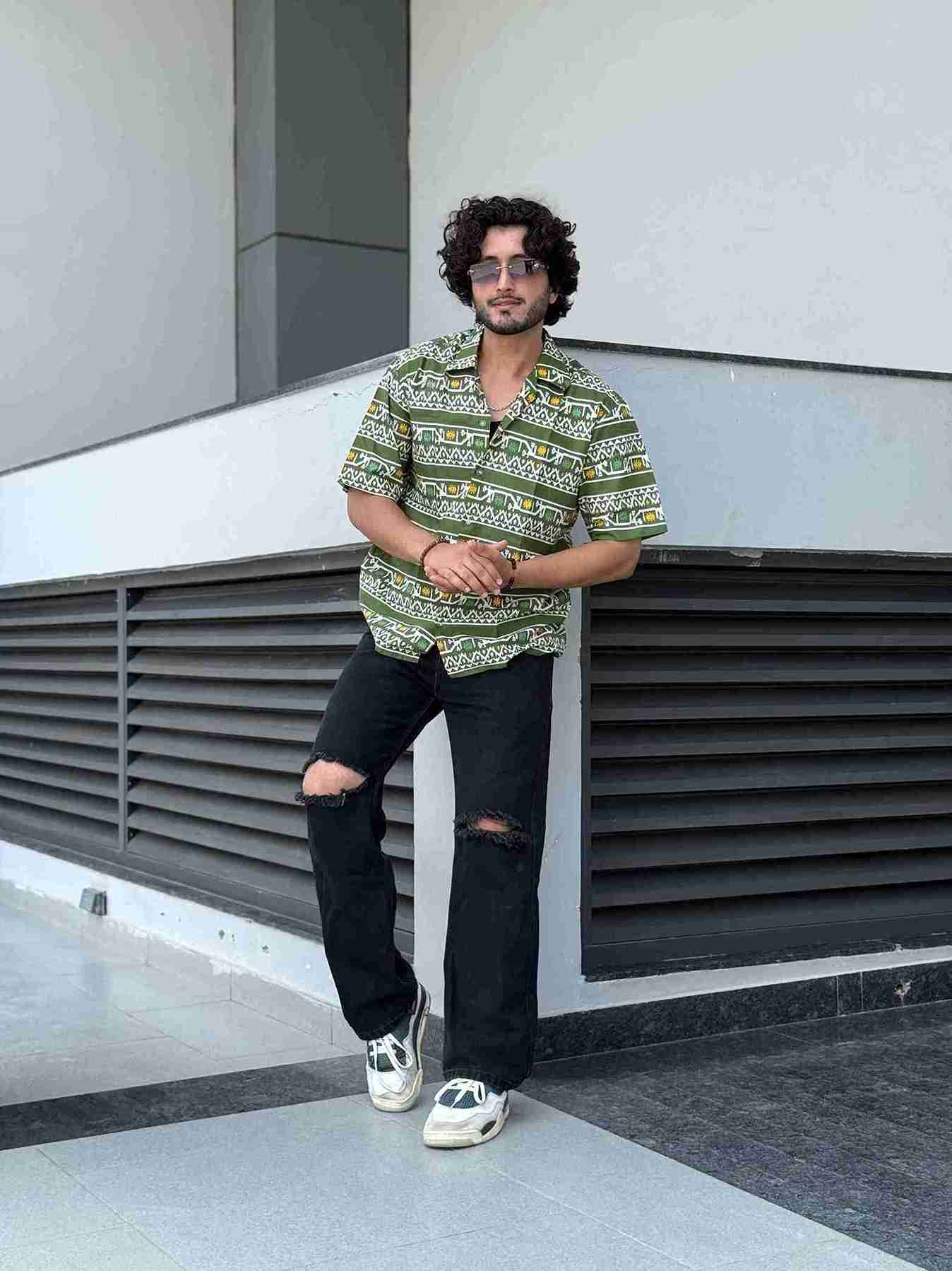 Green Ikat Cotton Shirt