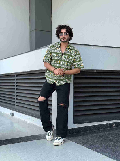 Green Ikat Cotton Shirt