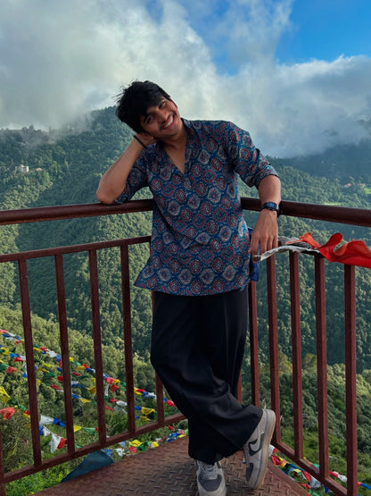 Blue Ajrakh Short Kurta