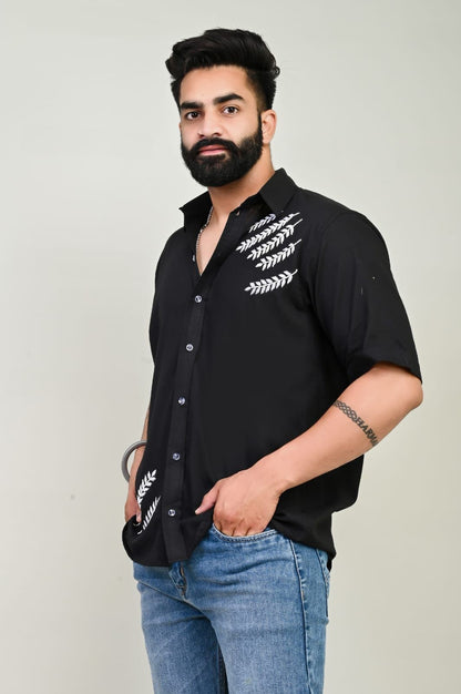 Black HandWork Embroidery Cotton Shirt