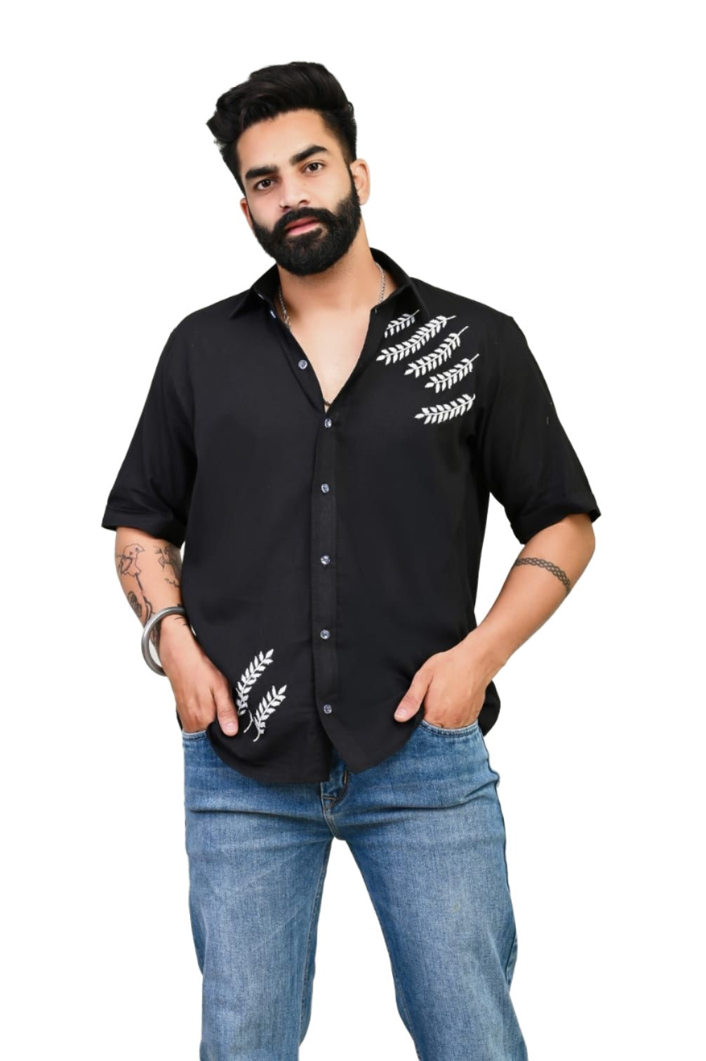 Black HandWork Embroidery Cotton Shirt