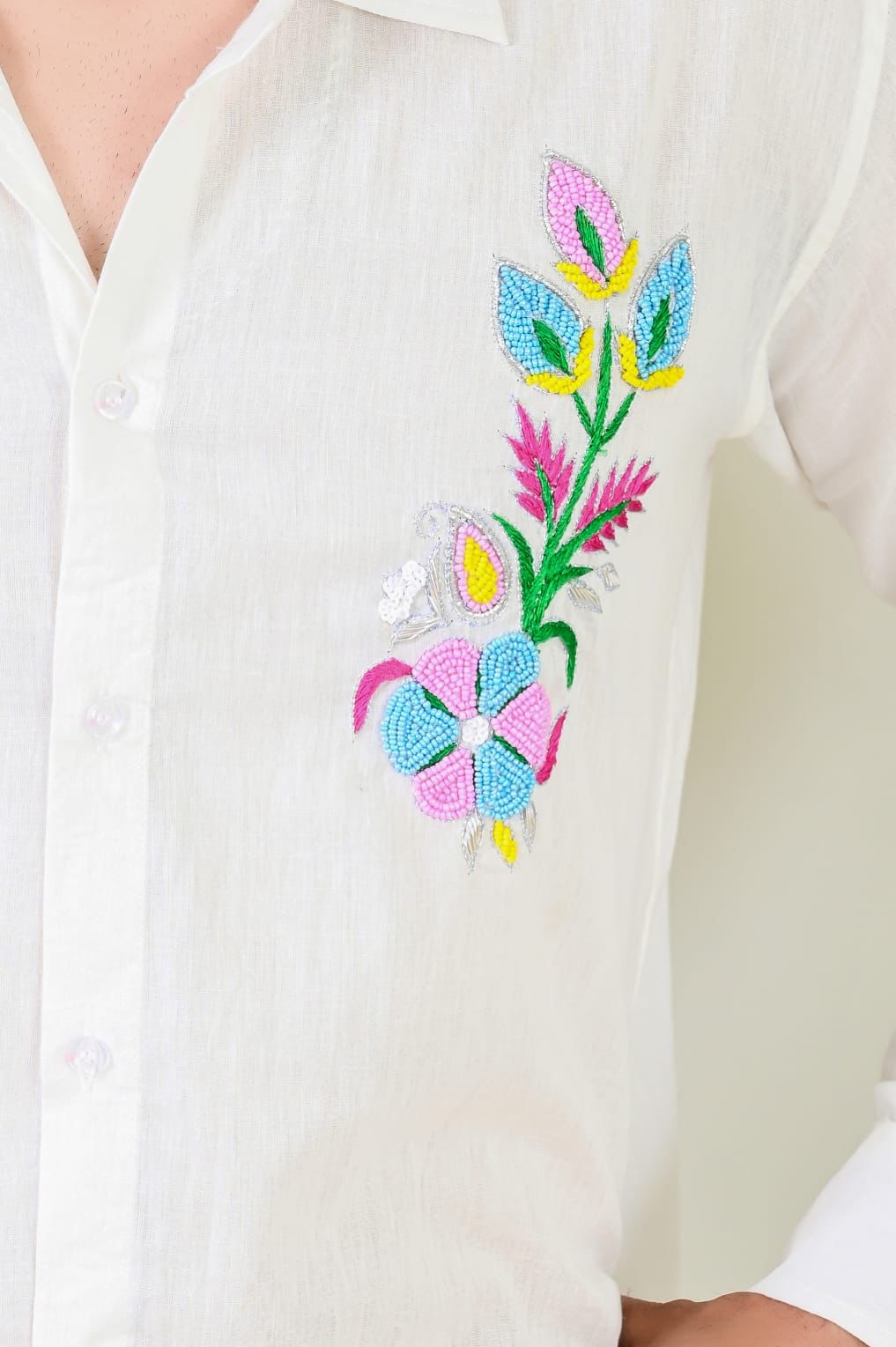 White HandWork Embroidery Cotton Shirt