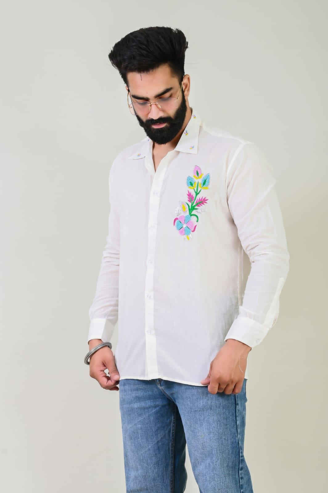 White HandWork Embroidery Cotton Shirt