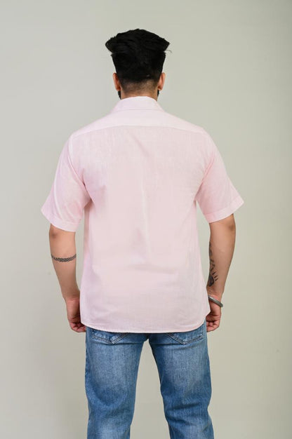 Pink Chikan Patch Cotton Shirt