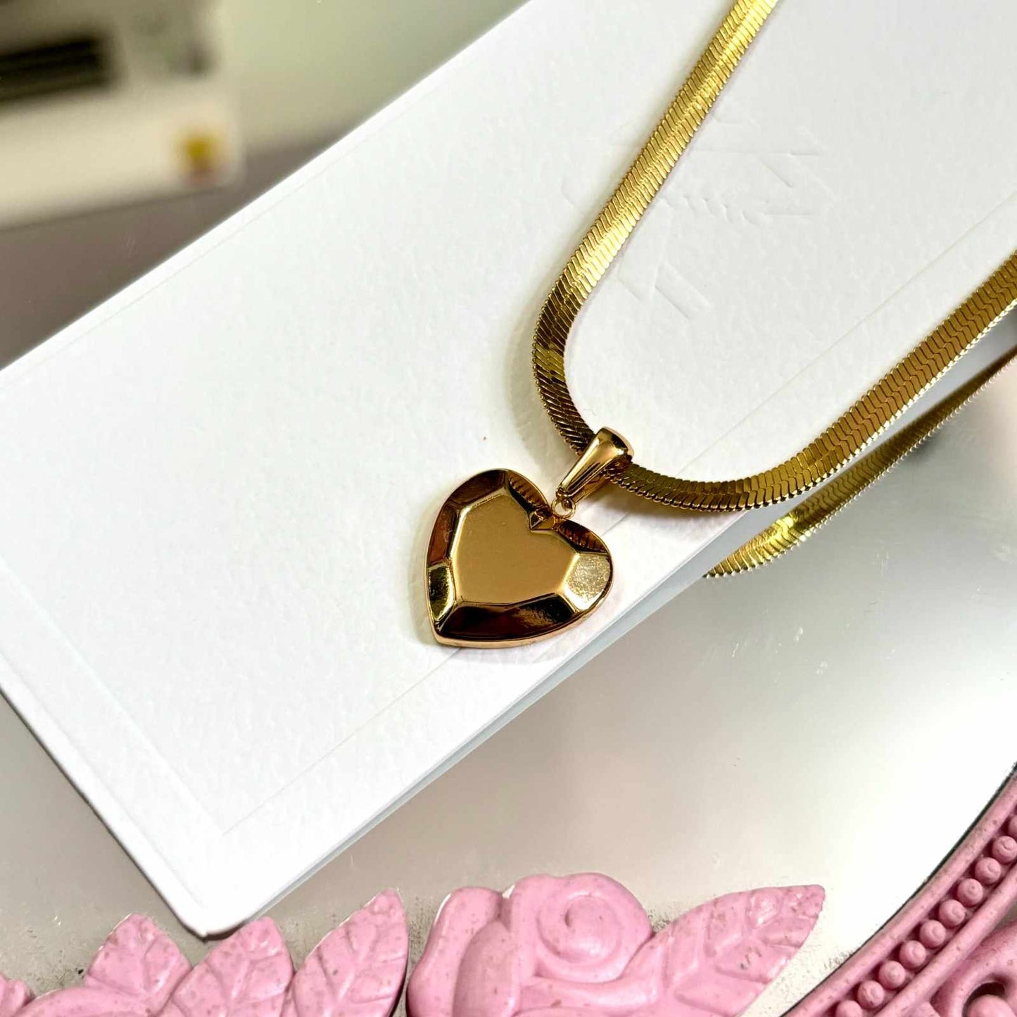 Curved Heart Necklace-2B1015