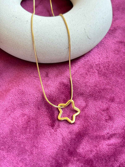 Golden Star Anti-Tarnish Necklace-2B1062