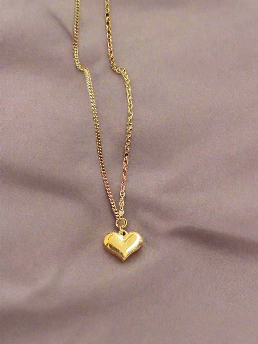 Golden Soft Heart Anti-tarnish Necklace-2B1068