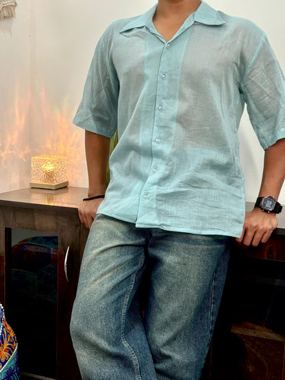 Light Blue Mul Oversized Shirt – Pure Cotton | Light, Breathable, Easy Care