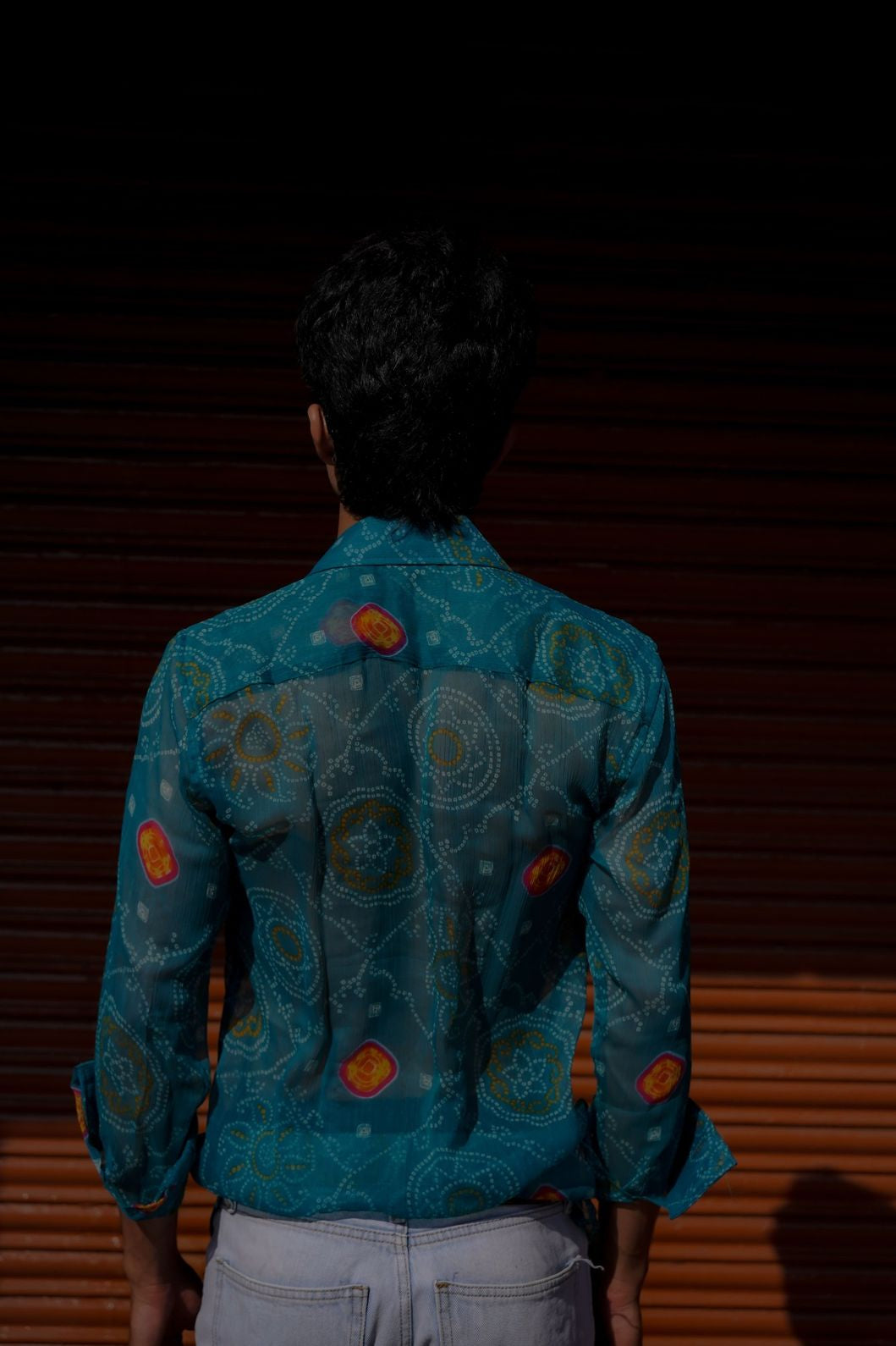 Turquoise Chiffon Bandage Shirt - AA0764
