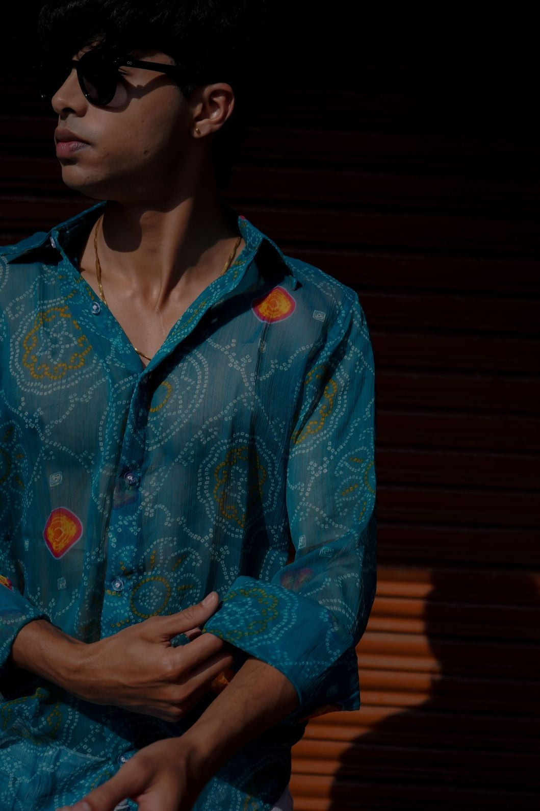 Turquoise Chiffon Bandage Shirt - AA0764