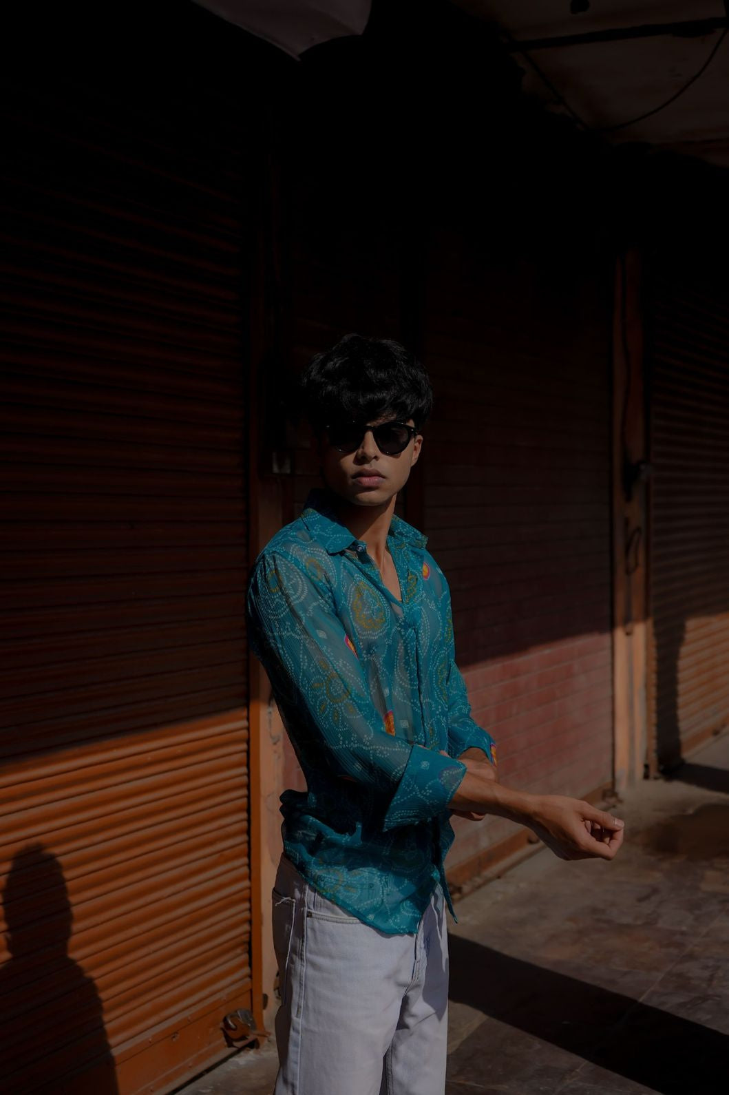 Turquoise Chiffon Bandage Shirt - AA0764