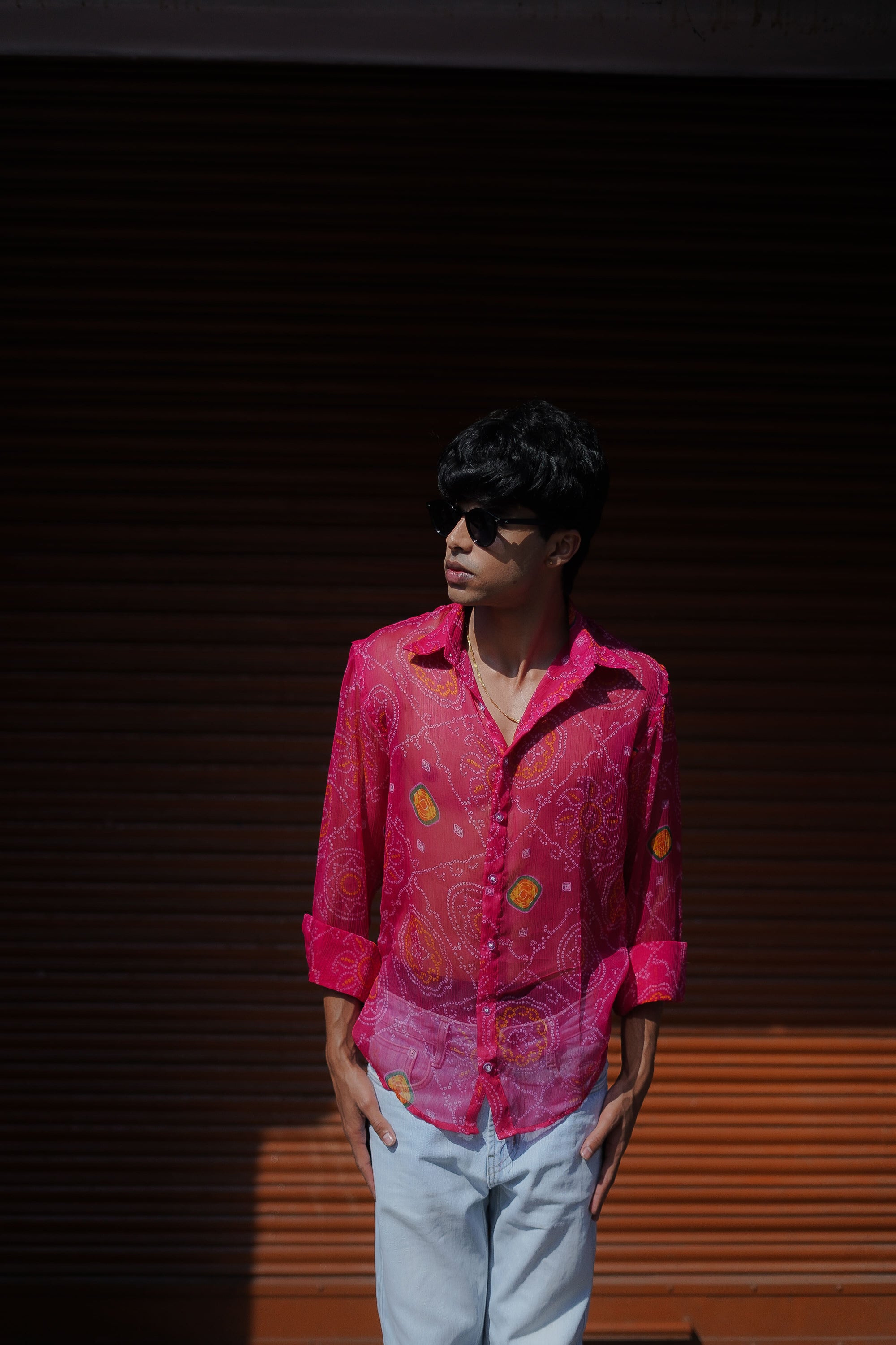 Pink Chiffon Bandage Shirt