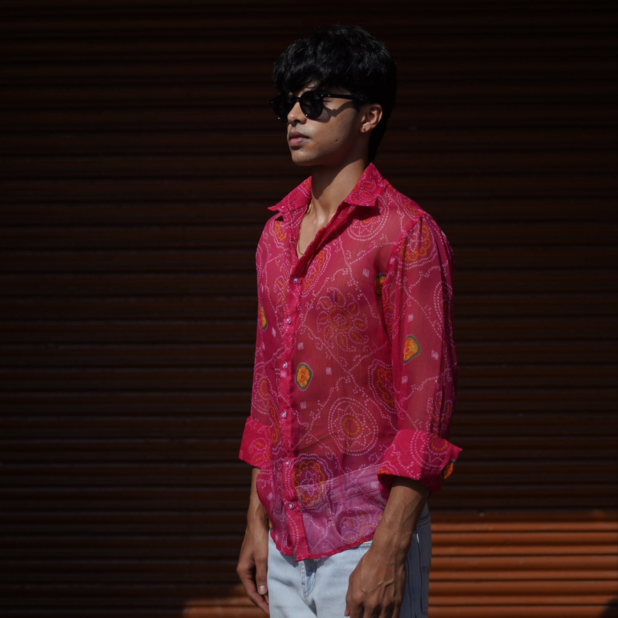 Pink Chiffon Bandage Shirt
