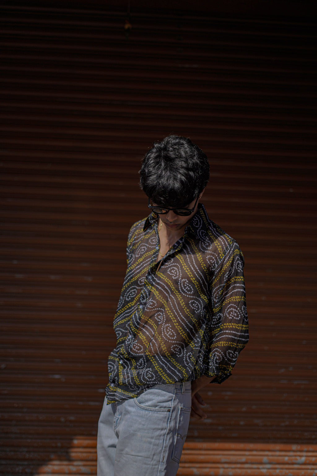 Black Chiffon Bandage Shirt