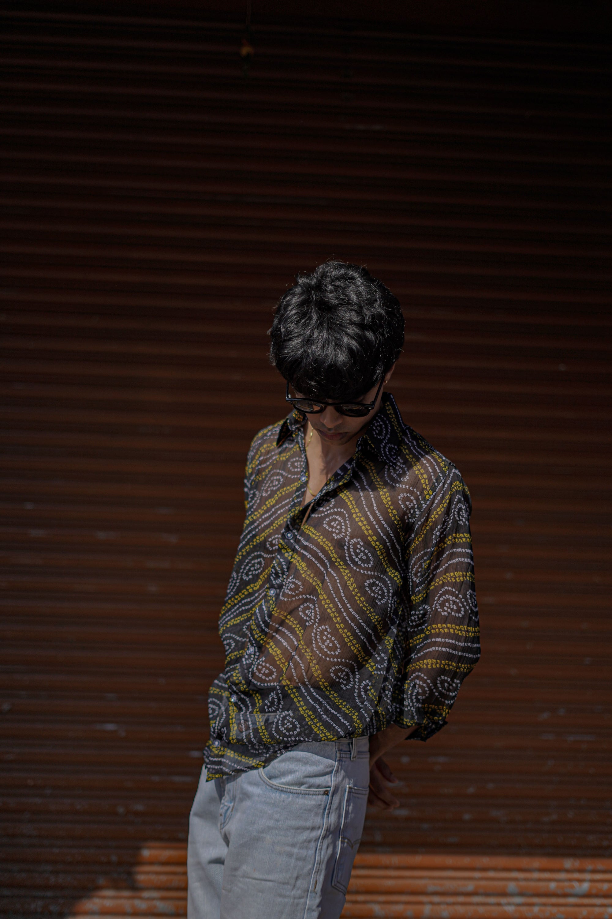 Black Chiffon Bandage Shirt