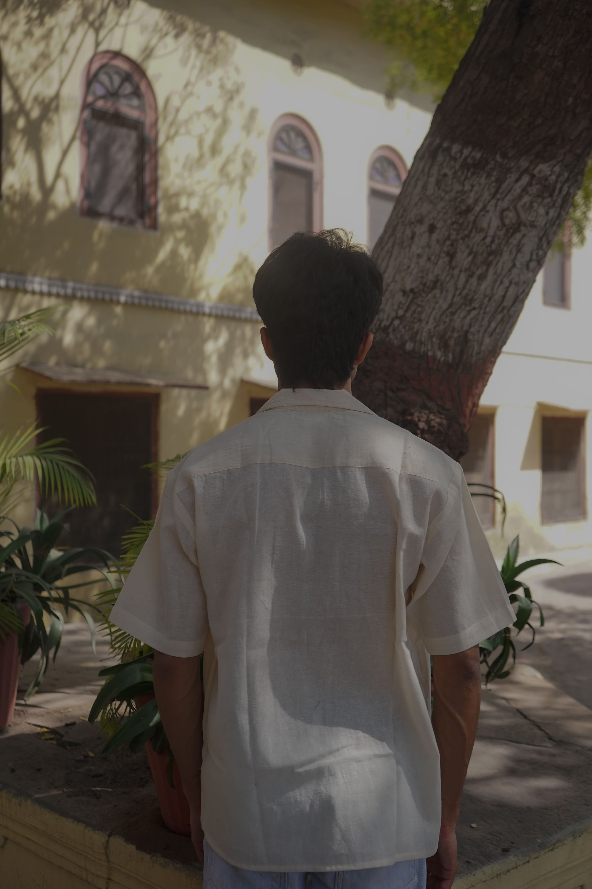 White Handloom Heart Embroidery Shirt