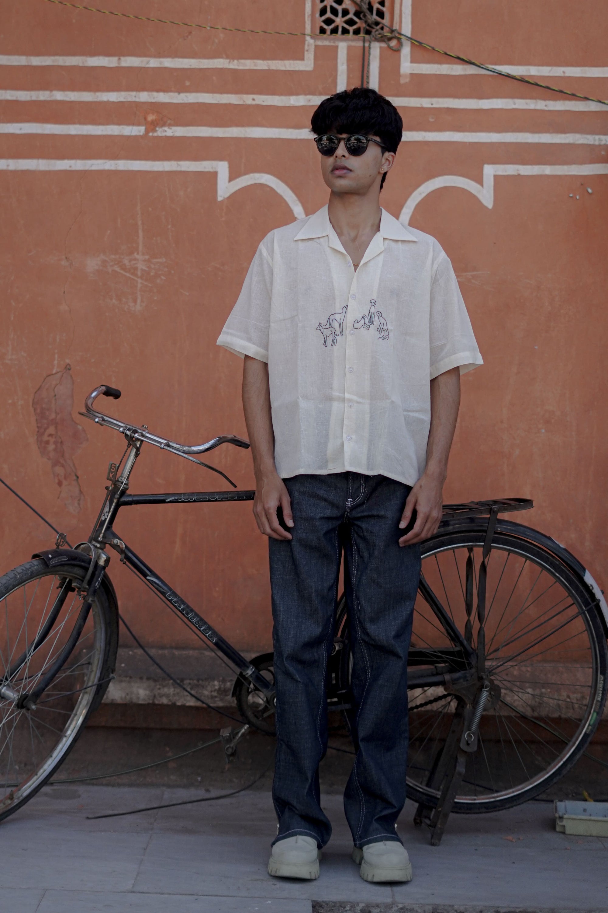 Handloom White Dog Embroidery Shirt – Premium & Unique