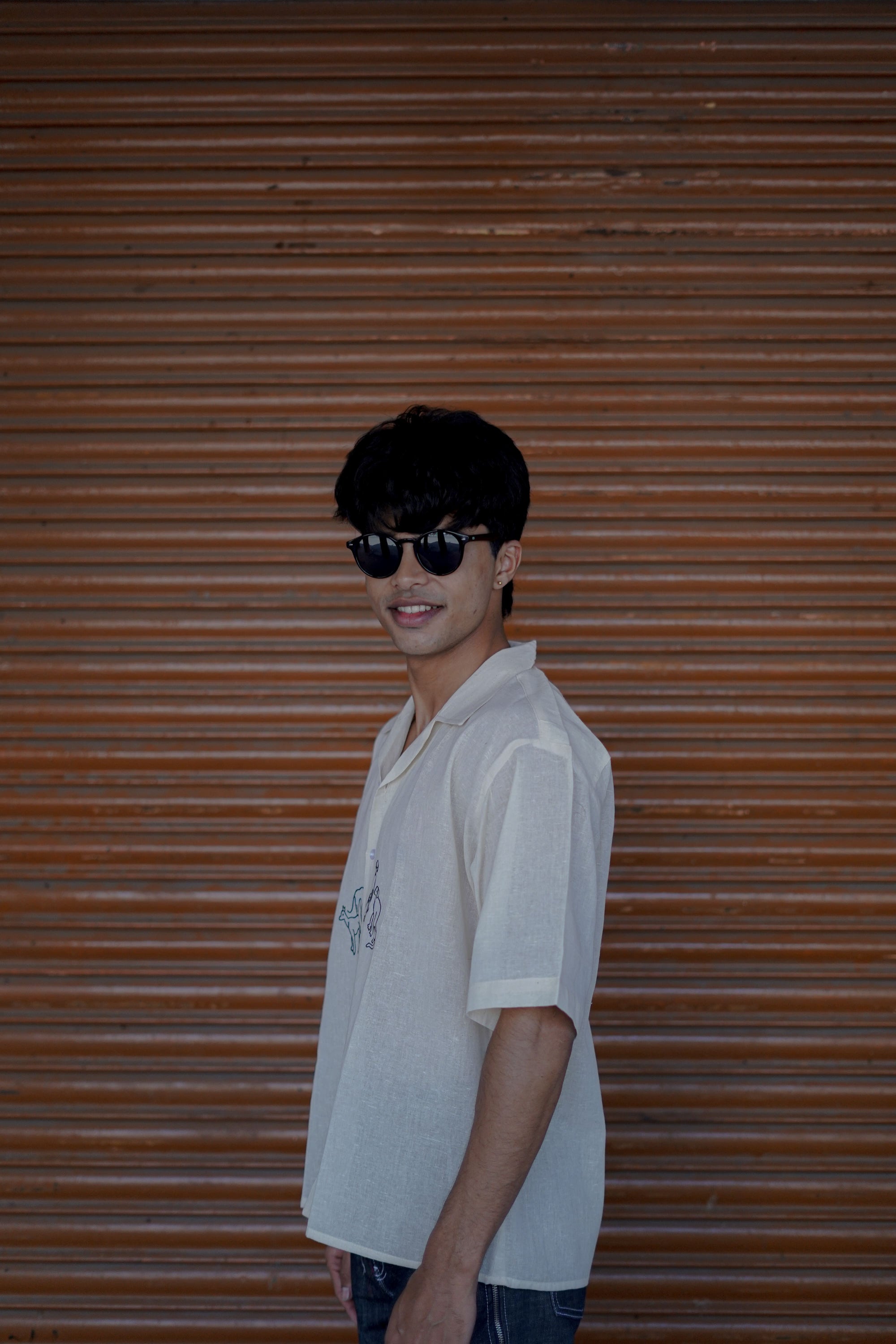 Handloom White Dog Embroidery Shirt – Premium & Unique