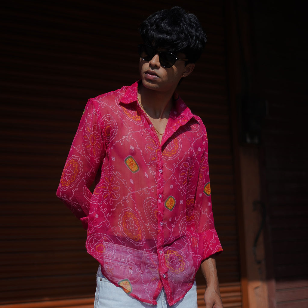 Pink Chiffon Bandage Shirt