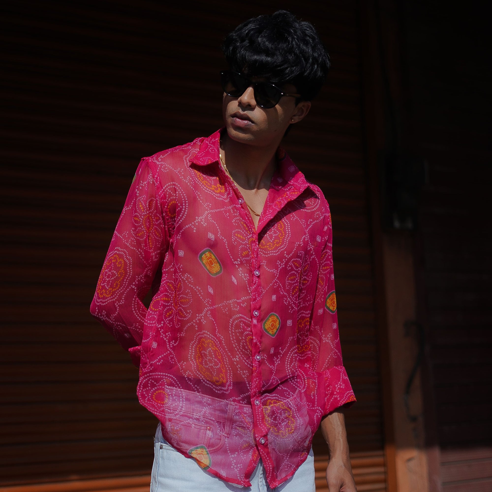Pink Chiffon Bandage Shirt